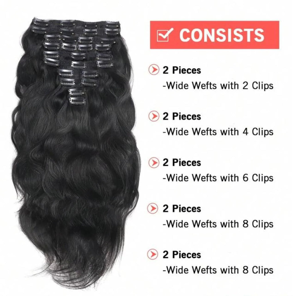 10pc Human Hair Clip-ins